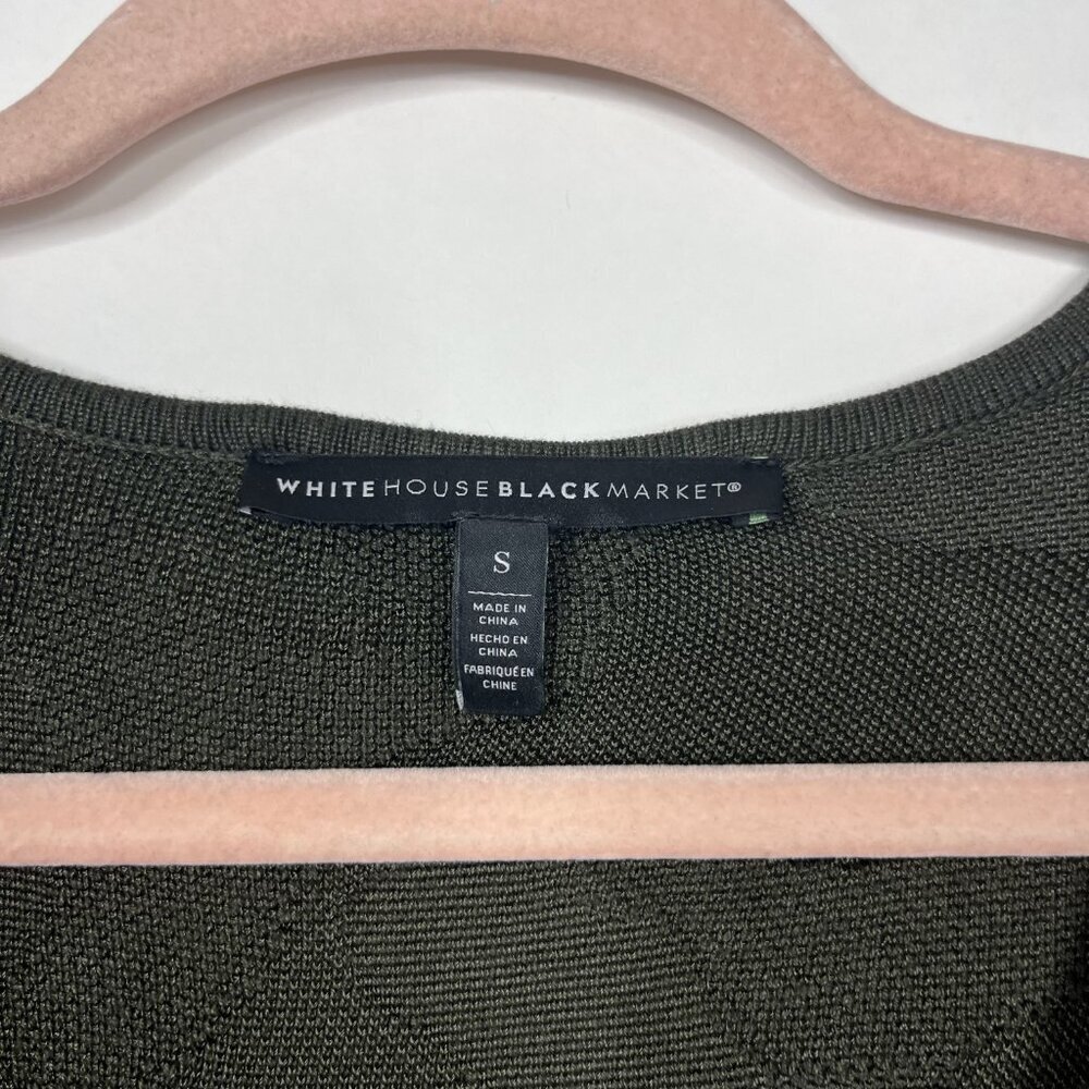 2/$30 White House Black Market Camo Tunic Blouson Sweater V-Neck Olive S #8837 - Picture 5 of 9